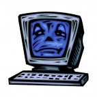 Sad desktop computer, decals stickers