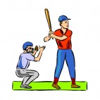 Baseball batter and catcher, decals stickers