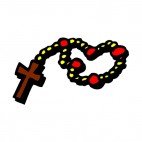 Yellow and brown rosary, decals stickers