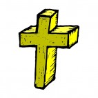 Yellow 3D cross, decals stickers