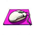 Wired mouse on purple mousepad, decals stickers