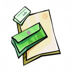 Letters with green envelopes, decals stickers