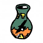 Brown and green vase artifact, decals stickers