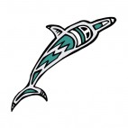 Dolphin with green and white figure, decals stickers