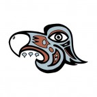 Brown and blue peregrine head figure , decals stickers