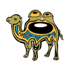 Brown camel with yellow and black drawing figure, decals stickers