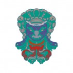 Green blue and red mayan mask, decals stickers
