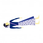 Asian women in blue suit and headband figure, decals stickers