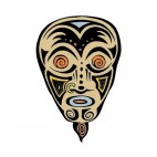 Black and brown aboriginal with nose earring mask, decals stickers