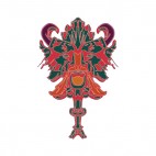 Green and red with purple horns mask, decals stickers