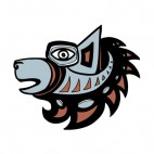 Brown and blue wolf face figure, decals stickers