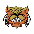 Brown and orange tiger showing teeths figure, decals stickers