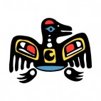 Black bird with multi colors drawing figure, decals stickers