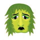 Green sad face mask , decals stickers