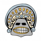 Grey and yellow smiling inca mask, decals stickers