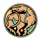 Brown animal with green leaf design, decals stickers