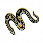 Grey with black and yellow drawing snake figure, decals stickers