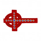 Brown with blue circles celtic cross, decals stickers