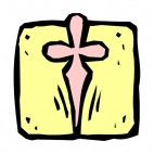Pink cross with yellow backround, decals stickers
