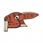 Brown rabbit with long teeths face figure, decals stickers