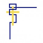 Blue and yellow cross top left frame, decals stickers