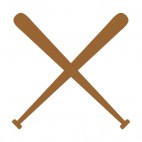 Crossed brown baseball bat, decals stickers