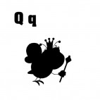 Alphabet Q  queen bee silhouette, decals stickers