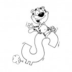 Smiling tiger riding dollar, decals stickers