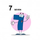 Blue number 7 seven pink backround, decals stickers