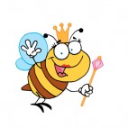 Queen bee smiling and waving, decals stickers