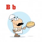 Alphabet  B   baker with bread, decals stickers