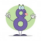 Happy purple number 8 eight with green backround, decals stickers