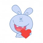 Blue rabbit holding heart, decals stickers