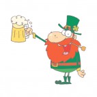 Leprechaun toast holding mug of beer, decals stickers