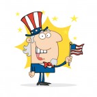 Uncle Sam with american flag, decals stickers