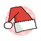 Santa hat with pink backround with snowflakes, decals stickers