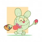 bunny running with easter egg basket  beige backround, decals stickers