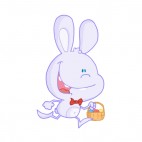 Blue bunny running with easter egg basket , decals stickers