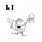 Alphabet L leprechaun with irish flag and beer mug , decals stickers