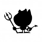 Little devil with pitchfork silhouette, decals stickers