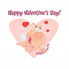 Happy valentine day cupid pig flying with bow and arrow, decals stickers