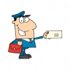 Mailman smiling with letter, decals stickers