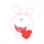 White rabbit holding heart, decals stickers