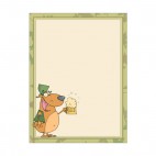 Bear with hat and beer mug green frame and border , decals stickers