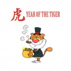 Year of the tiger tiger with pot of gold , decals stickers