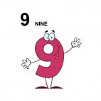 Purple number 9 nine, decals stickers