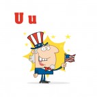 Alphabet U  uncle sam with american flag, decals stickers