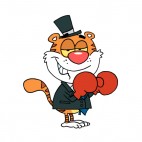 Tiger businessman with boxing gloves, decals stickers