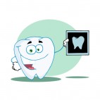 Tooth with x-ray tooth picture blue backround, decals stickers