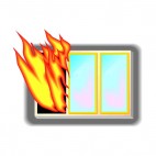 Fire flames coming out of window, decals stickers